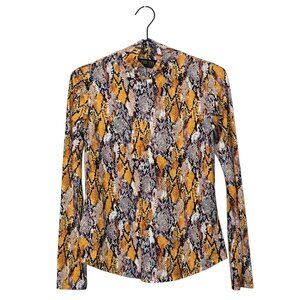 Truth by Republic Orange, Yellow, Black & White Snakeskin Pattern Shirt